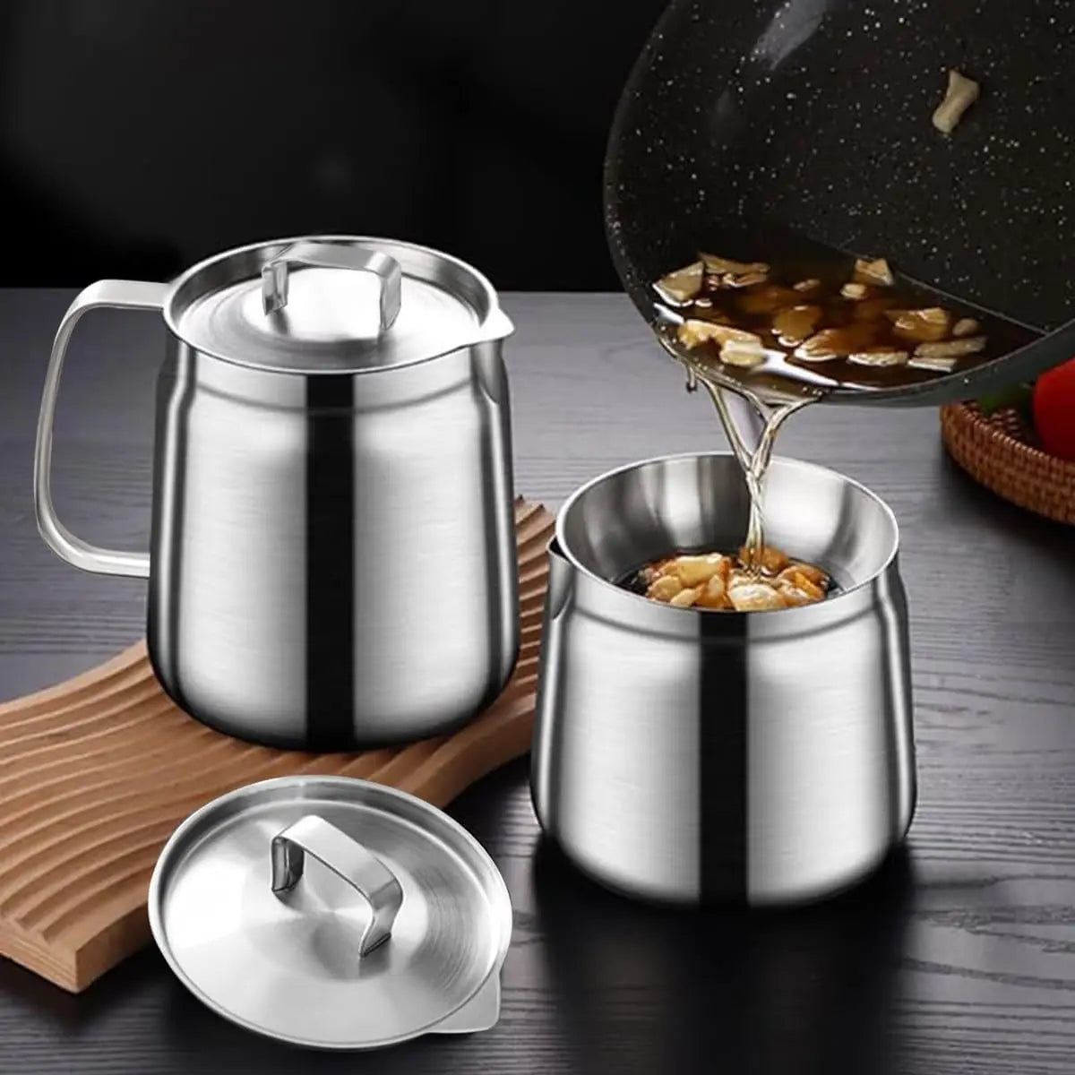 OilGuard™ – Premium 2-in-1 Stainless Steel Oil Filter Pot