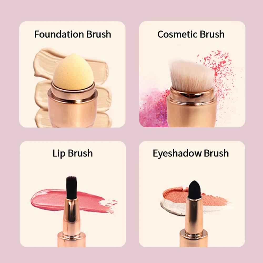 GlamStroke™ 4-in-1 Mini Travel Makeup Brush Set 💄✨