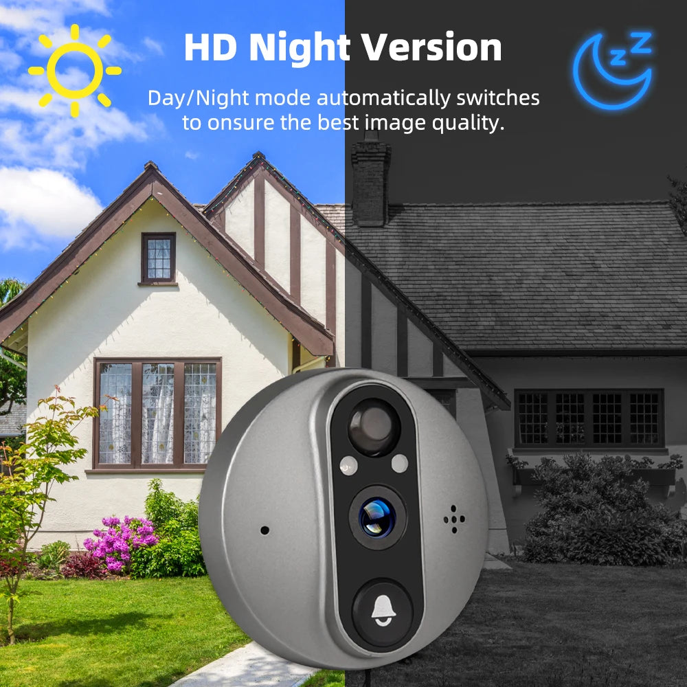 GuardianEye 360° smart security camera capturing a high-resolution black-and-white night vision image with infrared technology.