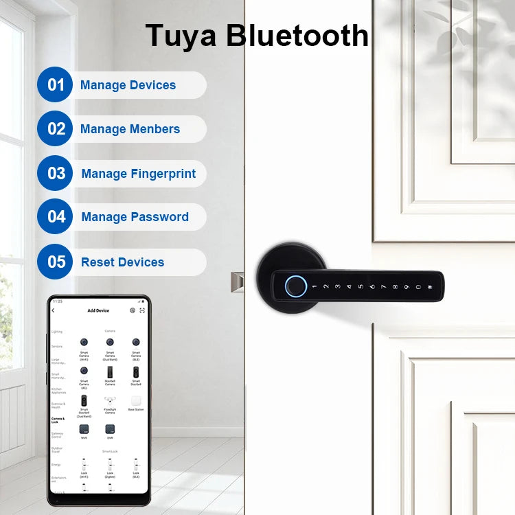 Smartphone displaying the mobile app interface used to control the SmartTouch Luxe smart lock remotely.